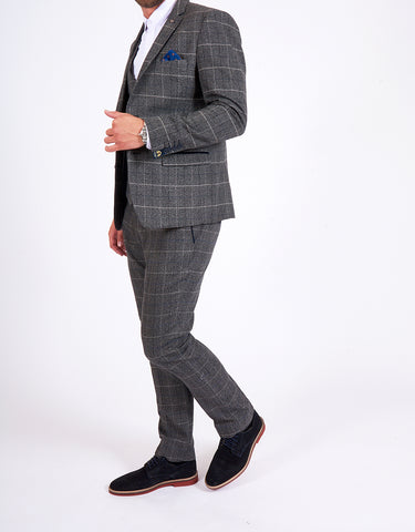 Marc Darcy Scott Grey Checked Tweed Three Piece Suit