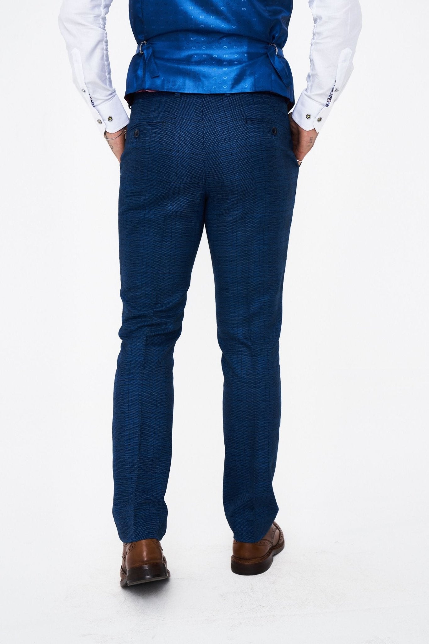 Marc Darcy Jerry Blue Check Trousers