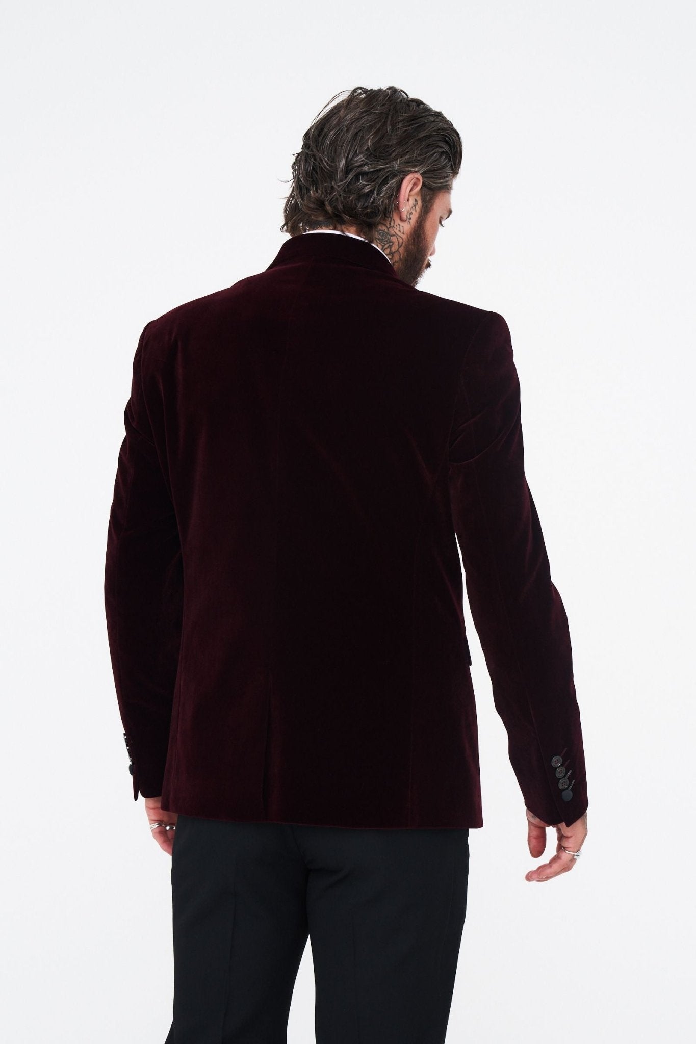 Cavani Rosa Wine Velvet Blazer