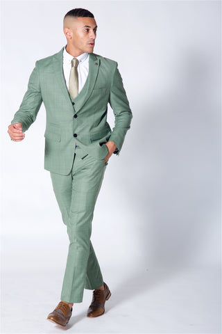 Marc Darcy Sid Moss Green Three Piece Checked Suit