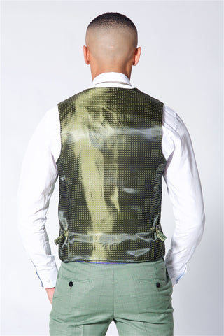 Marc Darcy Sid Moss Green Three Piece Checked Suit