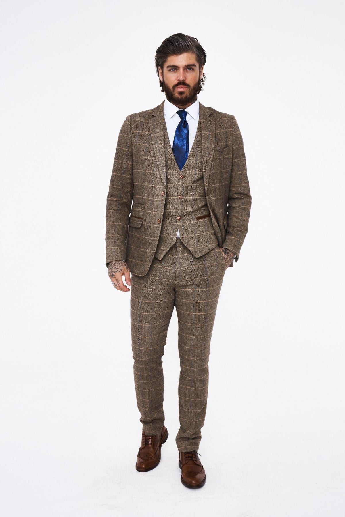 Marc Darcy Ted Tweed Check Three piece Suit