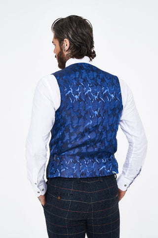 Eton - Navy Blue Tweed Check Three Piece Suit