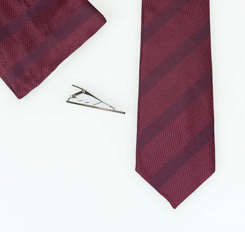 Wine stripe Tie set