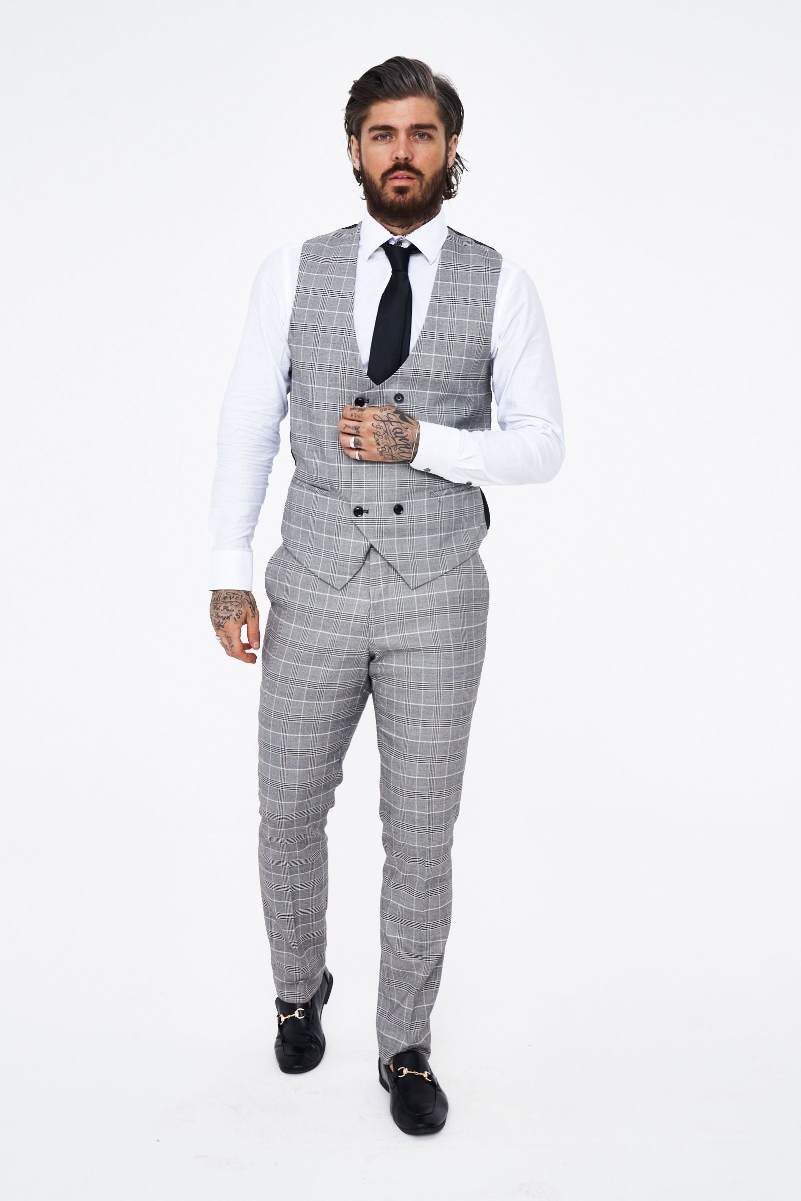 Ross - Grey Check Three Piece Suit