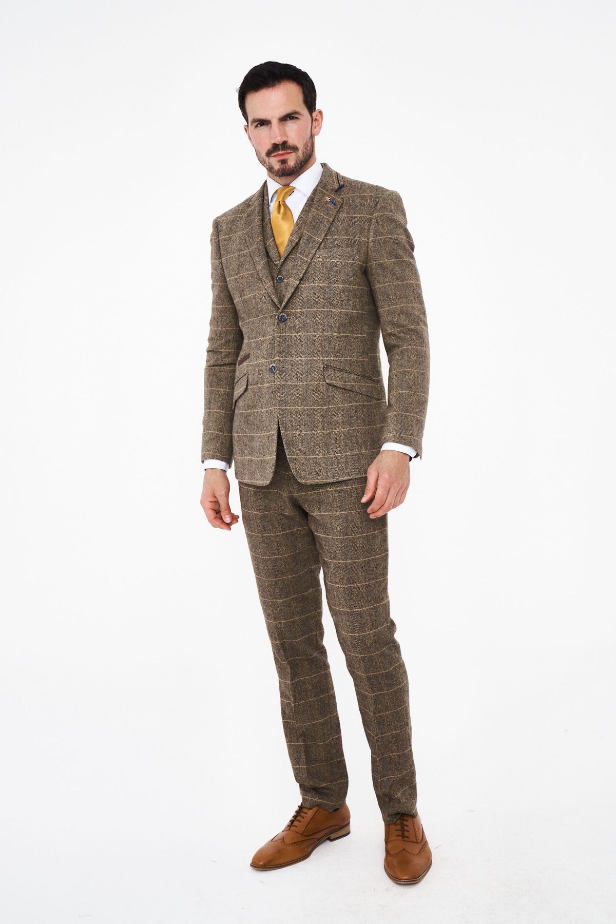 House of Cavani Albert Brown Tweed Three Piece Suit